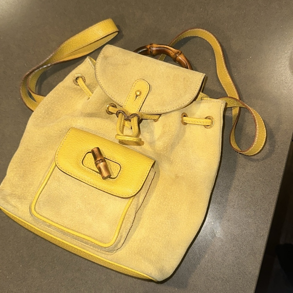 Gucci Vintage Bamboo Suede & Leather Backpack - Picture 13 of 17